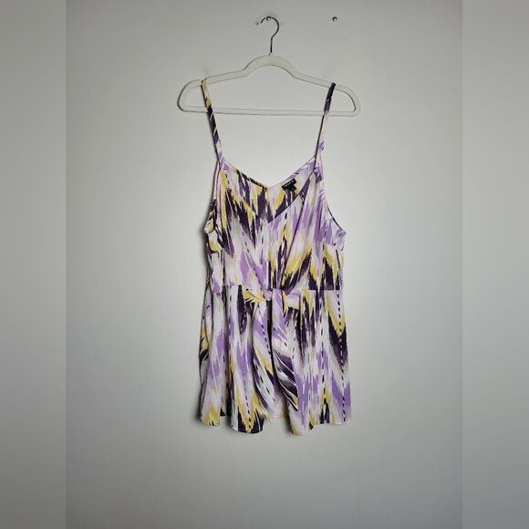 TORRID 1 Purple Yellow Camisole Georgette Front Tie Flattering Boho Slimming - Picture 3 of 7